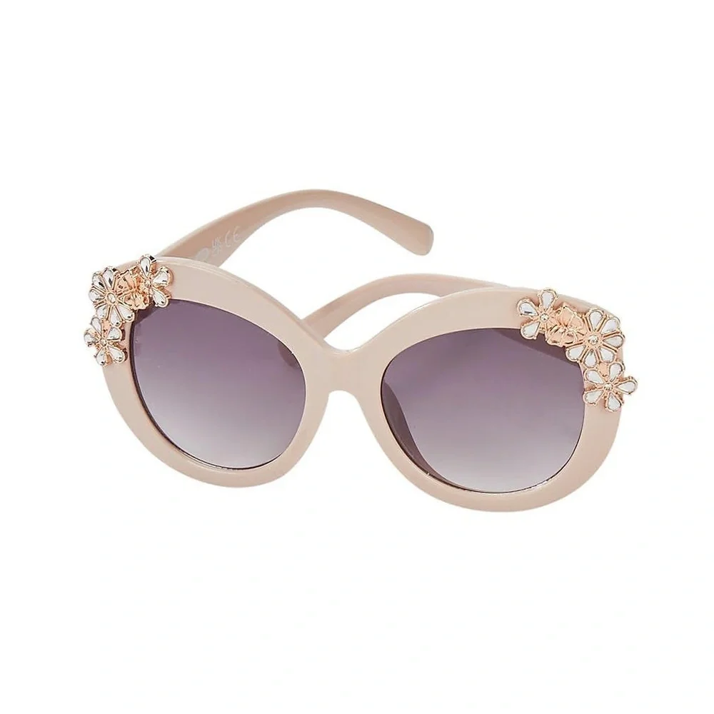 Betsey Johnson Pink Round Floral Embellished Sunglasses - Picture 3 of 11